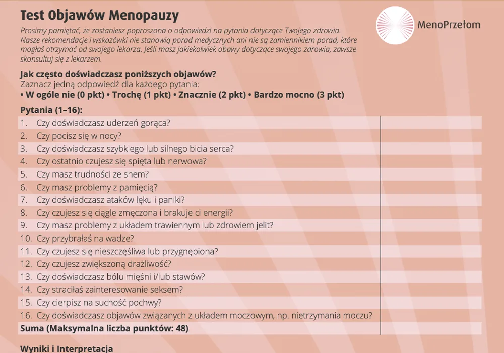 Test-objawów-menoprzełom Test objawów menoprzełom